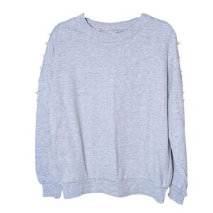Alya Gray Pearl Embellished Sweatshirt Size‎ M